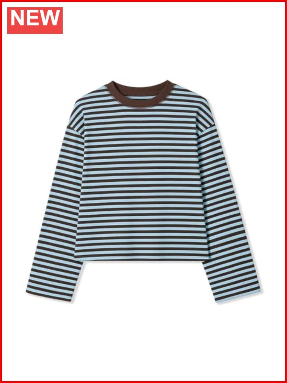 Womens Striped Cropped Sweater Long Sleeve Crewneck Knit Crop Top